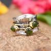 Raw Peridot Spinner Ring, 925 Sterling Silver Spinner Ring, Gemstone Ring, Meditation Ring, Handmade Ring, Spinner Ring, New Year Gift