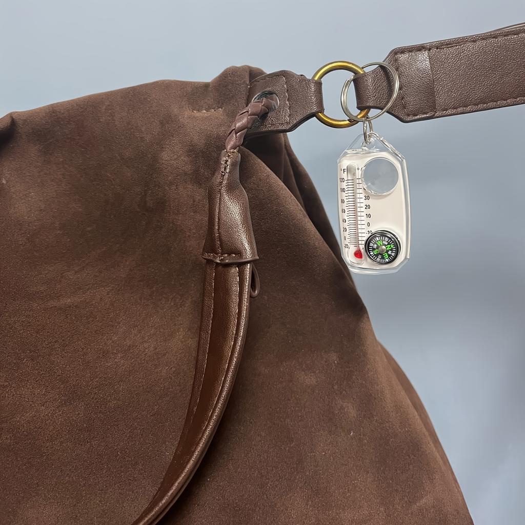 Брелок 3 в 1 с термометром, компасом и лупой - Портативный мини для приключений на открытом воздухе - Идеально подходит для пеших походов, кемпинга и путешествий