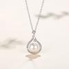 S925 Sterling Silver Nature Freshwater Pearl Diamond Pendant Necklace Women Pearl Chain Necklace Jewelry