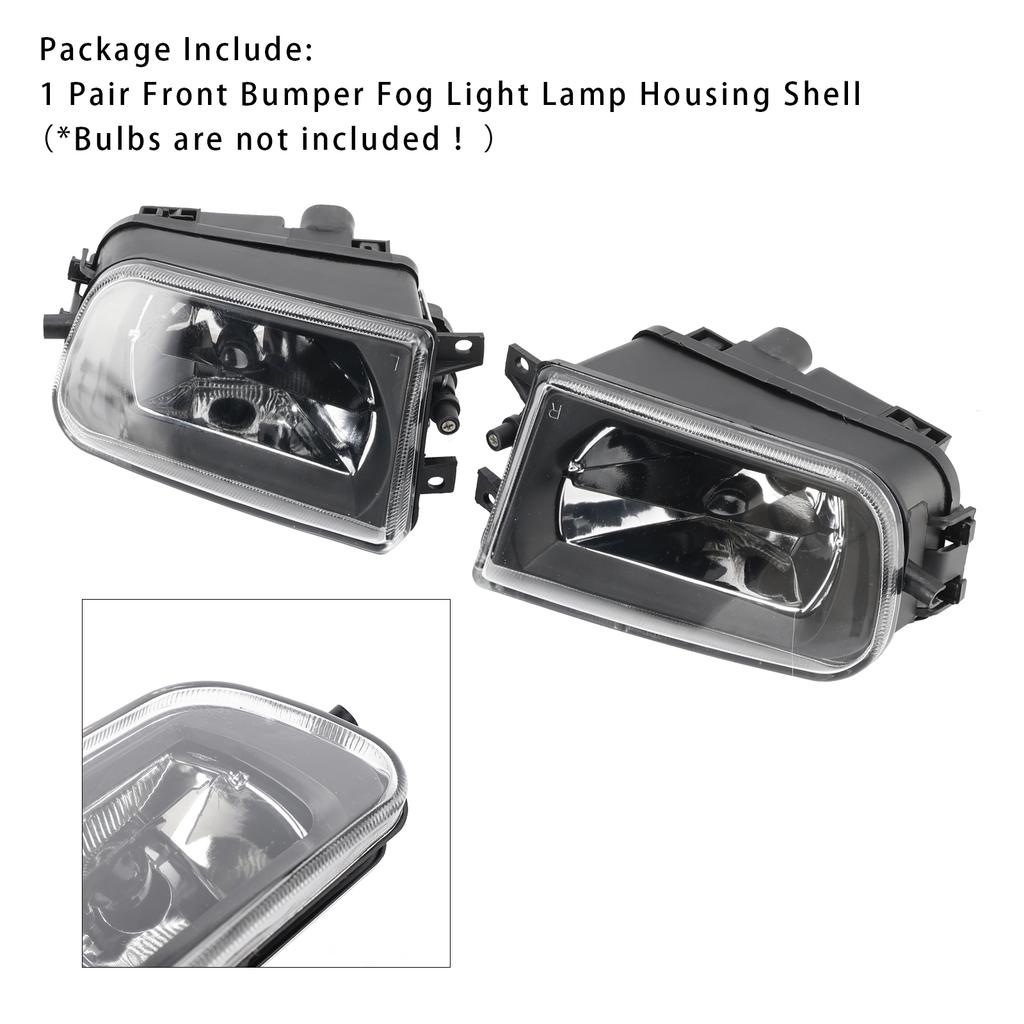 Pair Front Bumper Fog Light Lamp Housing Shell For BMW E39 5-Serise 1995-1998