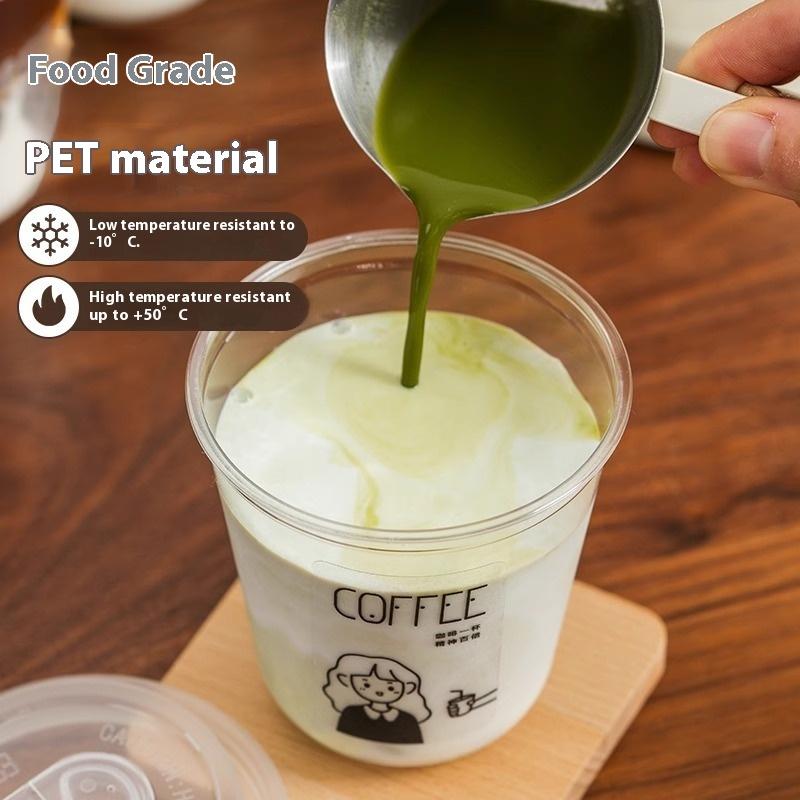 10 шт. Прозрачные кофейные стаканчики с крышками U-образной формы Одноразовые стаканчики для горячих напитков, молочного чая, напитков на вынос