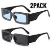 2PACK Trendy New Modern Diamond Glasses Fashionable Small Frame Square Sunglasses Women European and American Hip Hop Sunglasses