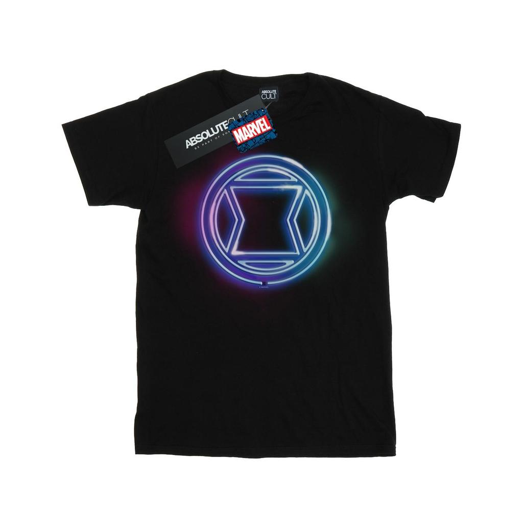 Marvel Mens Black Widow Neon Logo T-Shirt