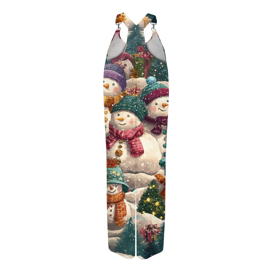 Женский летний комбинезон с цветочным принтом в винтажном стиле (Нерегулируемые ремни)