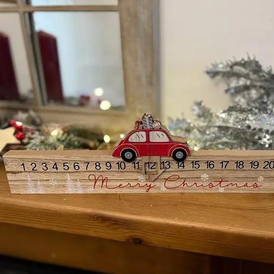 Рождественский отсчет времени, деревянный знак, дни до Рождества, деревянная машина/снежинка/олень, адвент-календарь для украшения домашней полки