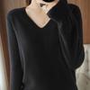 1 шт., модная кашемировая нижняя рубашка, свитер, вязаный пуловер с v-образным вырезом, свободный джемпер с длинными рукавами