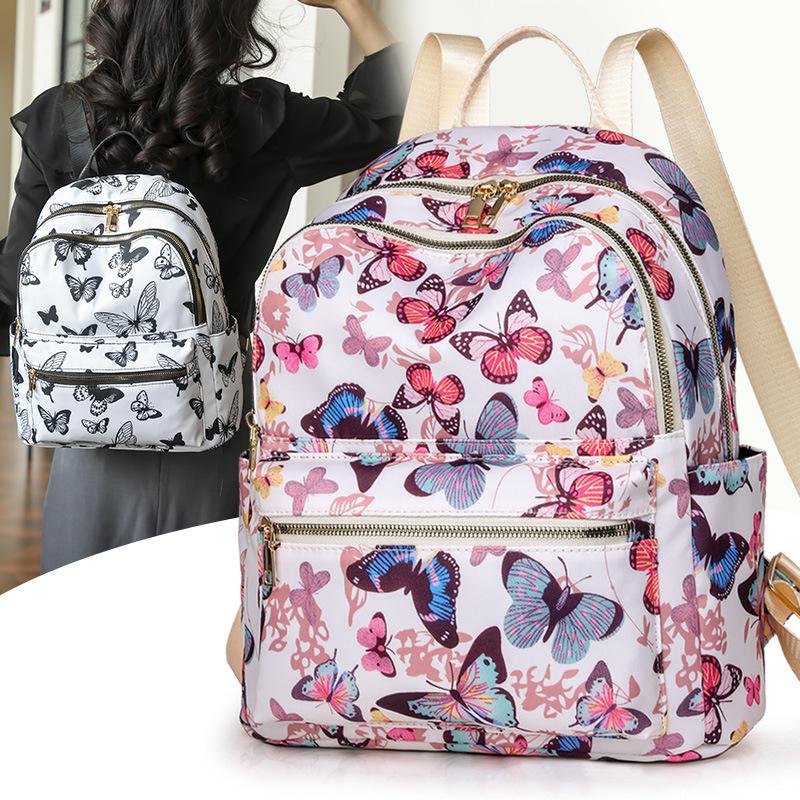 Модный рюкзак Sweet Cherry Butterfly из мягкой нейлоновой ткани, женская сумка через плечо, симпатичная универсальная школьная сумка для девочек-подростков, рюкзак для отдыха на природе и путешествий