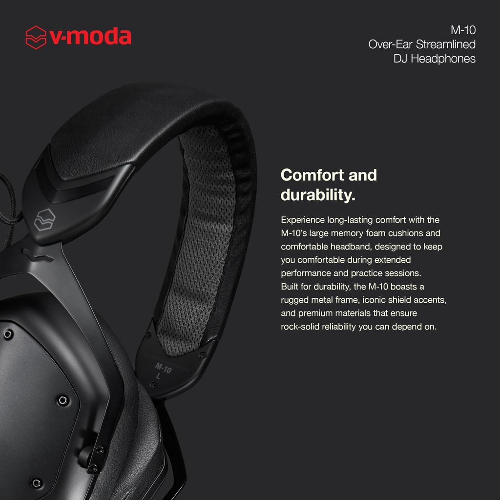DJ Monitor Audio Wired Connection Black V-MODA M-10 Headphones, High-Resolution Compatible, Only,