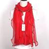 Scarf, Women's Ruffle Edge, Bright Silk, Solid Color Lace Scarf, Fashionable and Versatile, Women's Red Ethnic Style