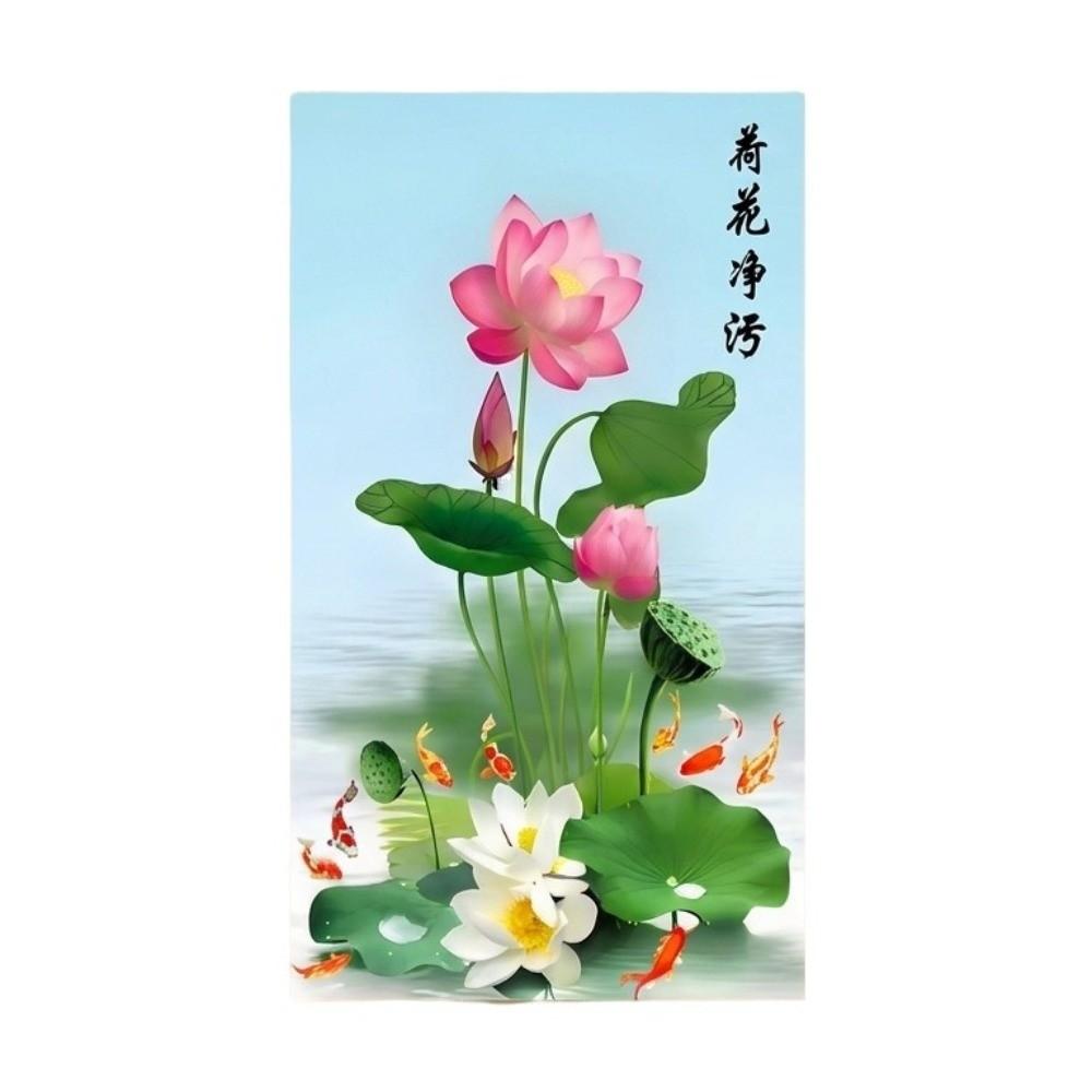 Chinese Style Lotus Wall Sticker Electrostatic Decorative Sticker Flower Koi Sticker  Living Room
