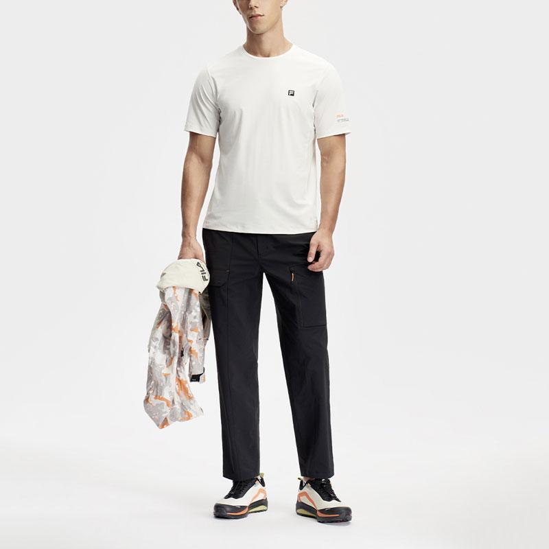 Fila Однотонные спортивные тканые повседневные брюки Мужские брюки Глубокий черный A11M417803F-BK