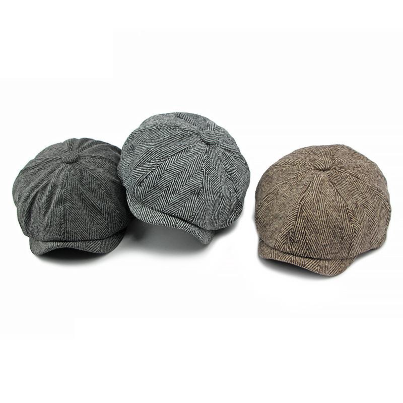 Шерстяная восьмиугольная кепка мужская весна-осень-зима ретро кепка газетчика