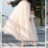 Vintage Tulle Skirt Women Streetwear Elastic High Waist Mesh Pleated Skirts Summer Elegant Korean A Line Office Ladies Skirt