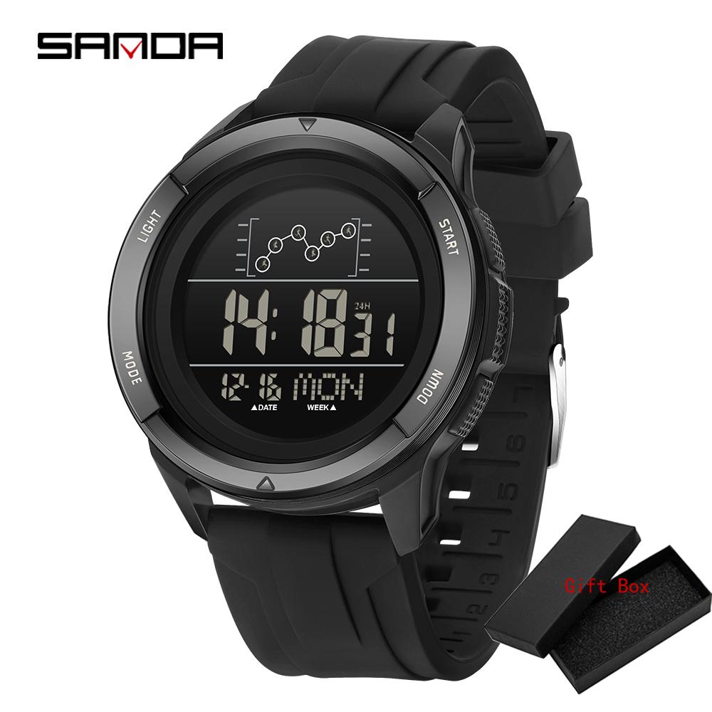 Fashion Sanda 2198 Top Led Digital Large Dial Multifunctional Alarm Waterproof Outdoor Sports Watches For Students
