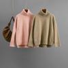 New Autumn and Winter Casual Loose and Versatile Pullover High-neck Solid Color Sweater Top for Women