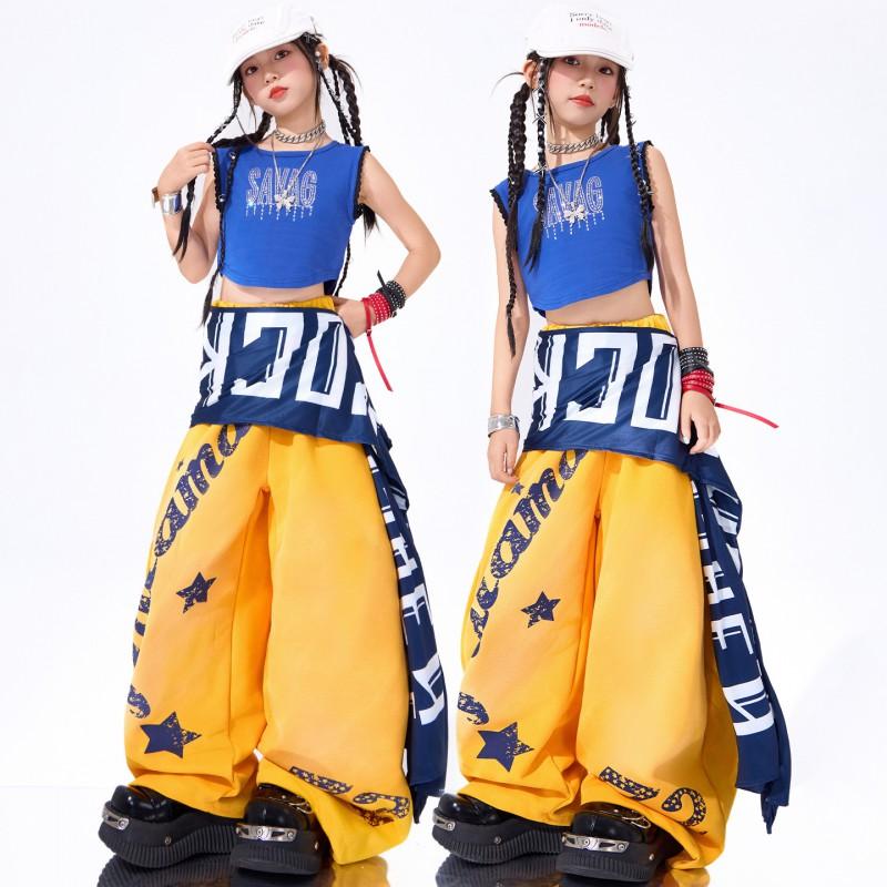 Kids Jazz Dance Outfit Short Sleeve Set Street Style Performance Costume Girls Ages 3-8