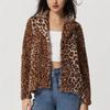 Women's Leopard Print Button-Down Lapel Coat - European/American Style, Thickened for Fall/Winter