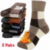 5 Pairs Mixed Color Winter Warm Men Socks Soft Comfortable Casual Thick Cashmere Socks