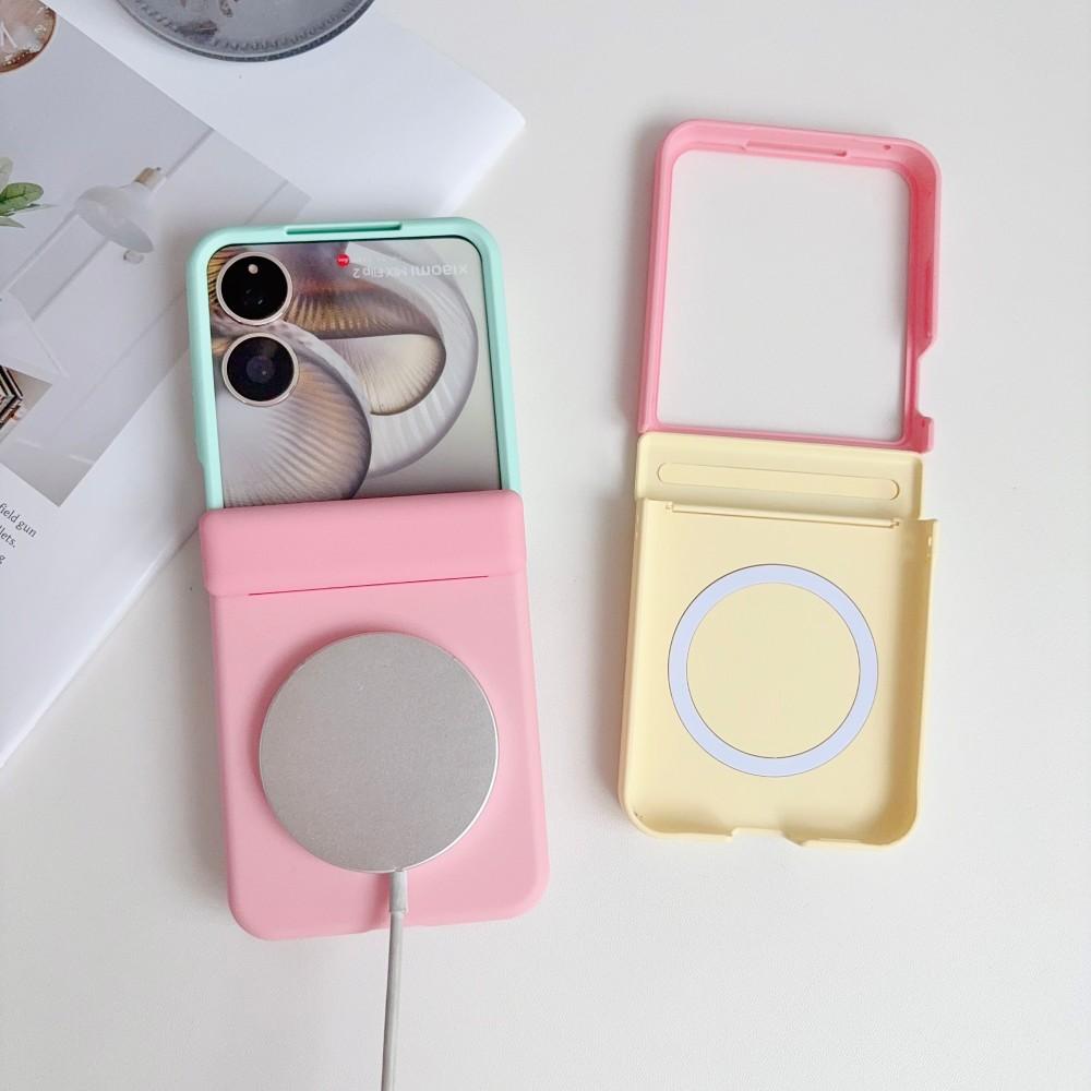 Two-Color For XiaoMi Mix Flip 2 Phone Case Hinge Magnetic Wireless Charger PC Shell Shockproof Protective Back Cover