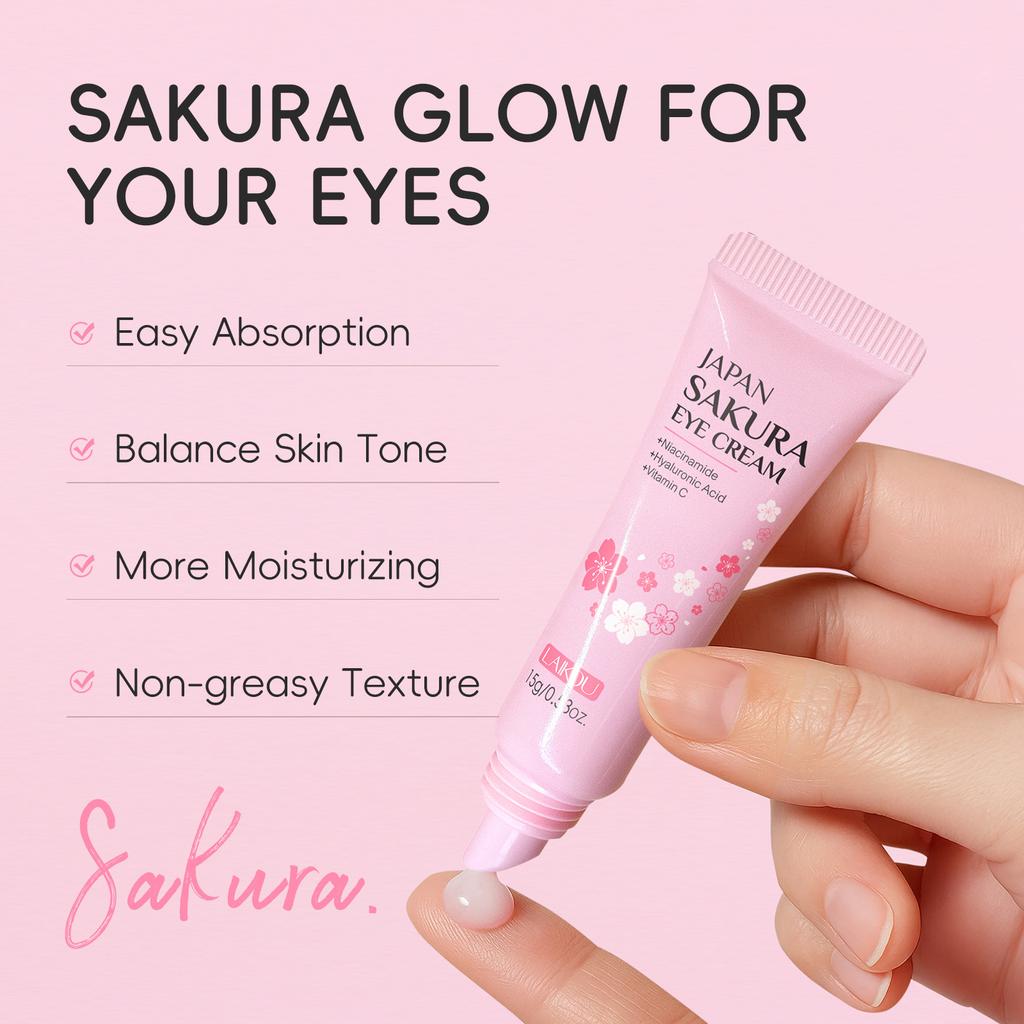 Увлажняющий и омолаживающий крем для глаз с сакурой 15 г с натуральными экстрактами от темных кругов и морщин
