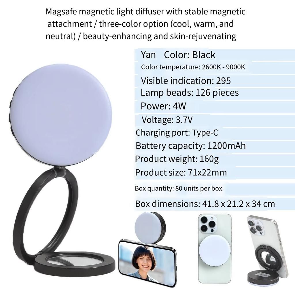 Magnetic Mini Selfie Light Adjustable Brightness Smartphone Photography Flash Led For Iphone Xiaomi Huawei Samsung