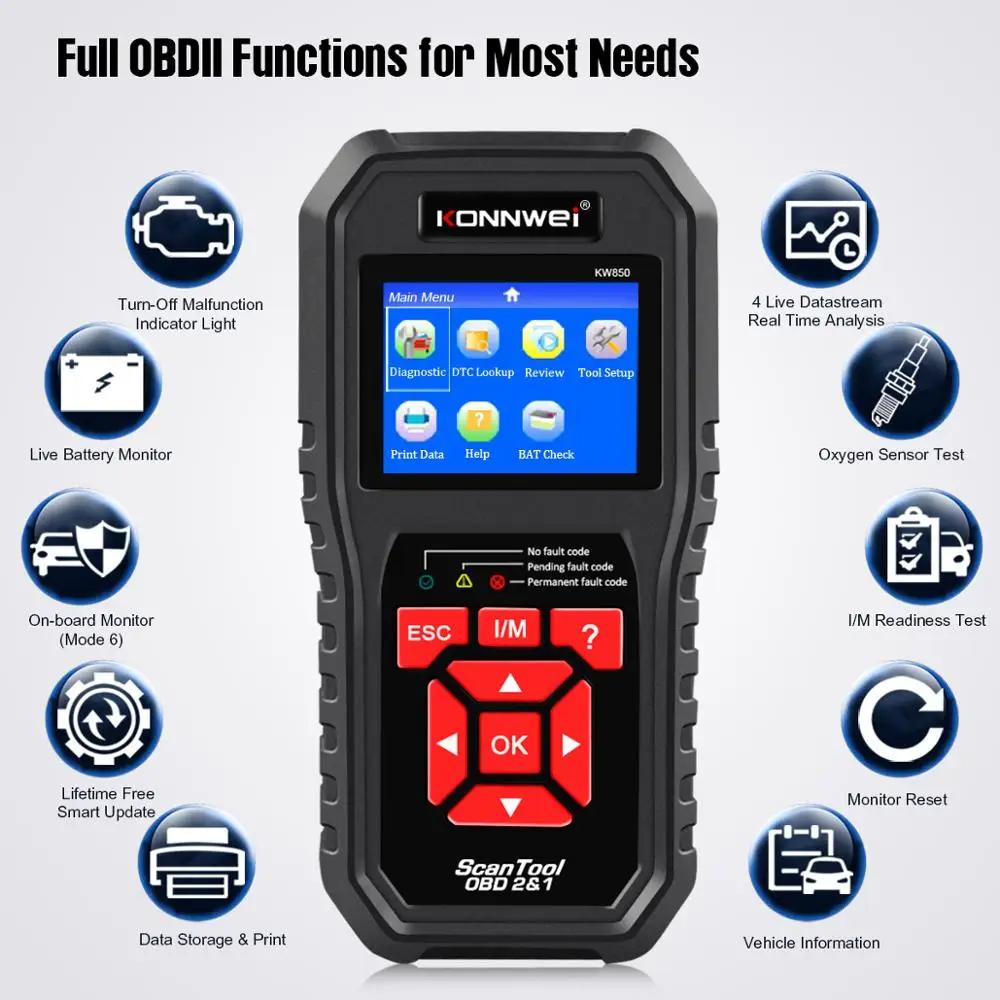KONNWEI KW850 OBD2 Car Diagnostic Scanner Tools OBD 2 Diagnostic Tool Check Engine Automotive Car Scanner Code Reader
