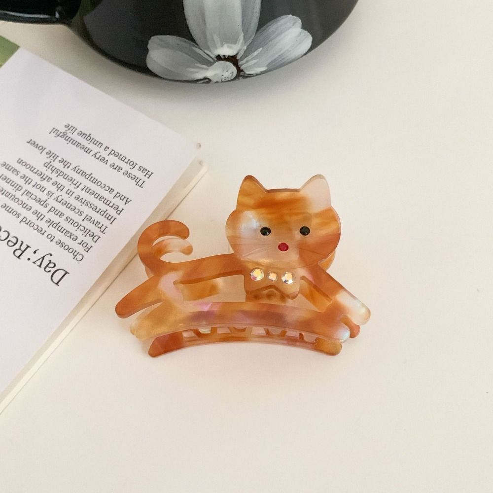 Cartoon Rhinestone Hair Clip Y2k Shark Clip Personalized Acetate Cat Hair Claw Girl