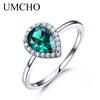 Umcho Real Silver 925 Jewelry Luxury Bridal Water Drop Cubic Zircon Rings For Women Solitaire Engagement  Wedding Party Brand