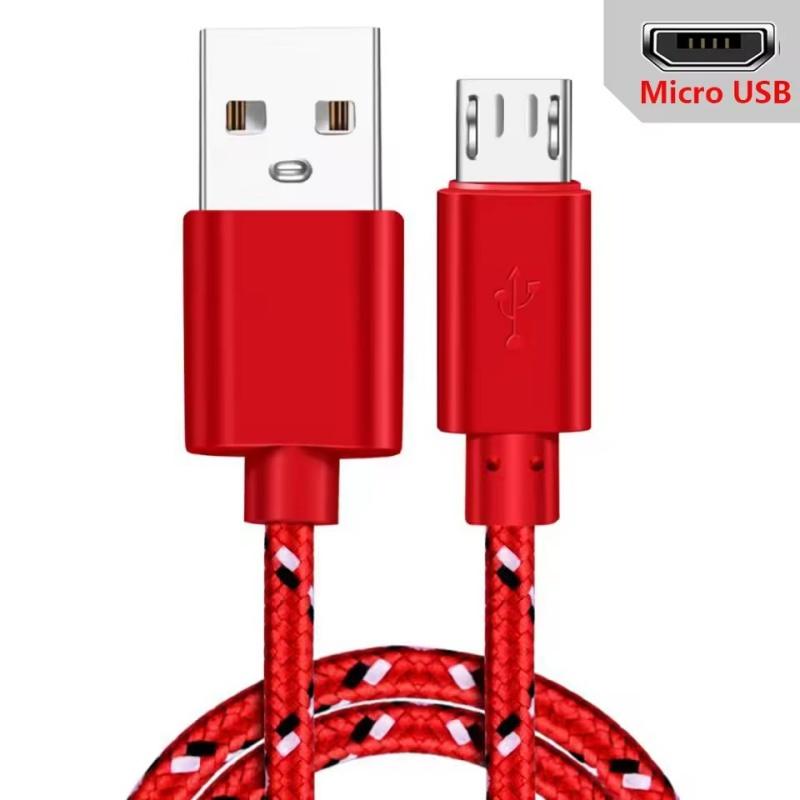 Кабель Micro USB 1 м/2 м/3 м USB-кабель для синхронизации данных и зарядки для телефонов Samsung Huawei Xiaomi HTC Android, нейлоновые кабели MicroUSB в оплетке