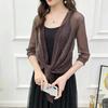 Women's Summer Thin Lace Shawl Half Sleeve Sun Protection Clothing Casual Loose Bright Silk Breathable Cardigan
