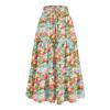 Women's Ruffled Spring Casual Long Skirt Plain Color Skirt Retro Pleated Skirt