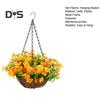 Подвесная корзина для искусственных цветов, искусственные цветы в корзине, устойчивая к ультрафиолетовому излучению, искусственная цветочная корзина с цепями для декора дома, сада, патио