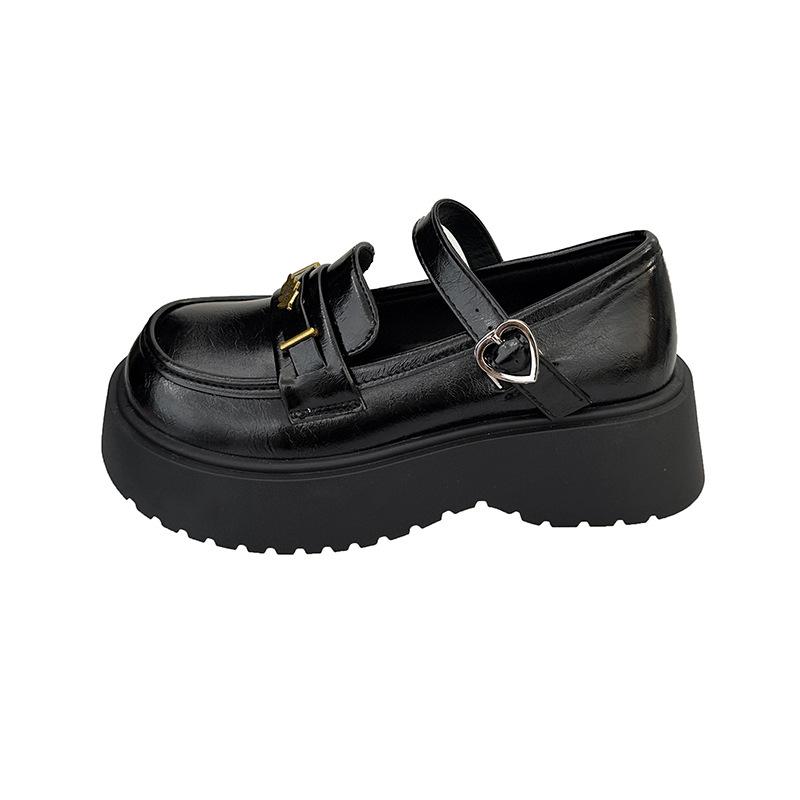 2025 осень новая платформа удобные лоферы женские на одной педали ретро маленькие кожаные туфли британский стиль толстый каблук одинарные туфли женские