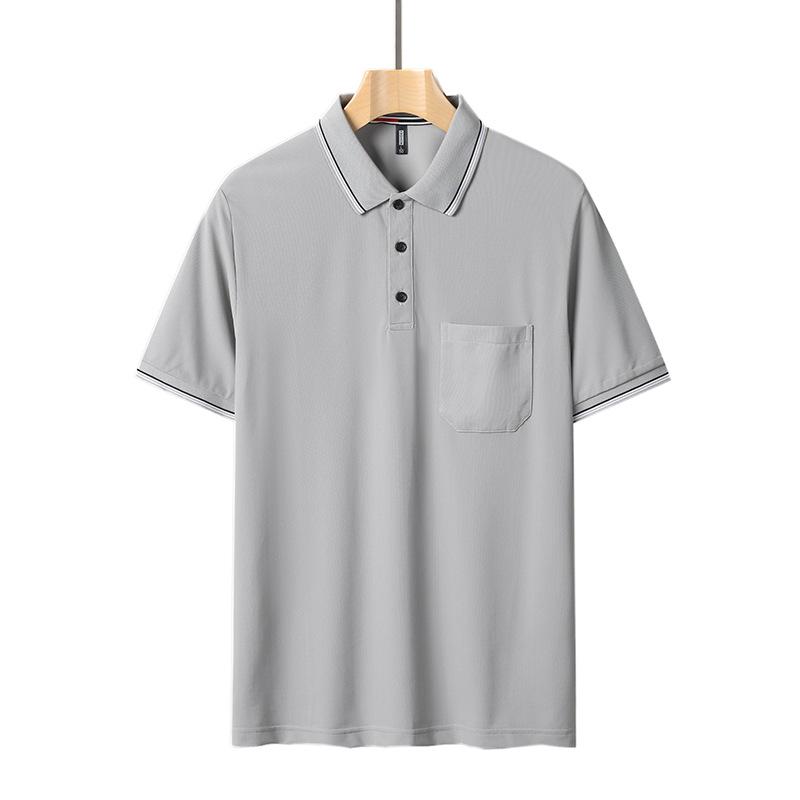 Рубашка поло из ледяного шелка: Мужской летний топ с коротким рукавом для людей среднего возраста (30-50 лет)