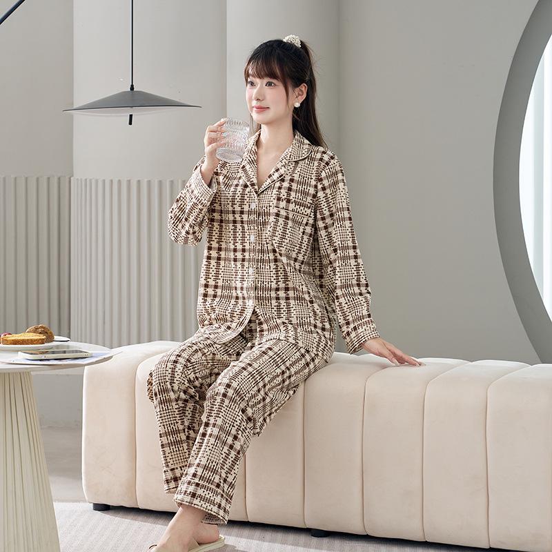Autumn 2025 Plaid Fleece Couple Pajamas: Long Sleeve & Pants Set