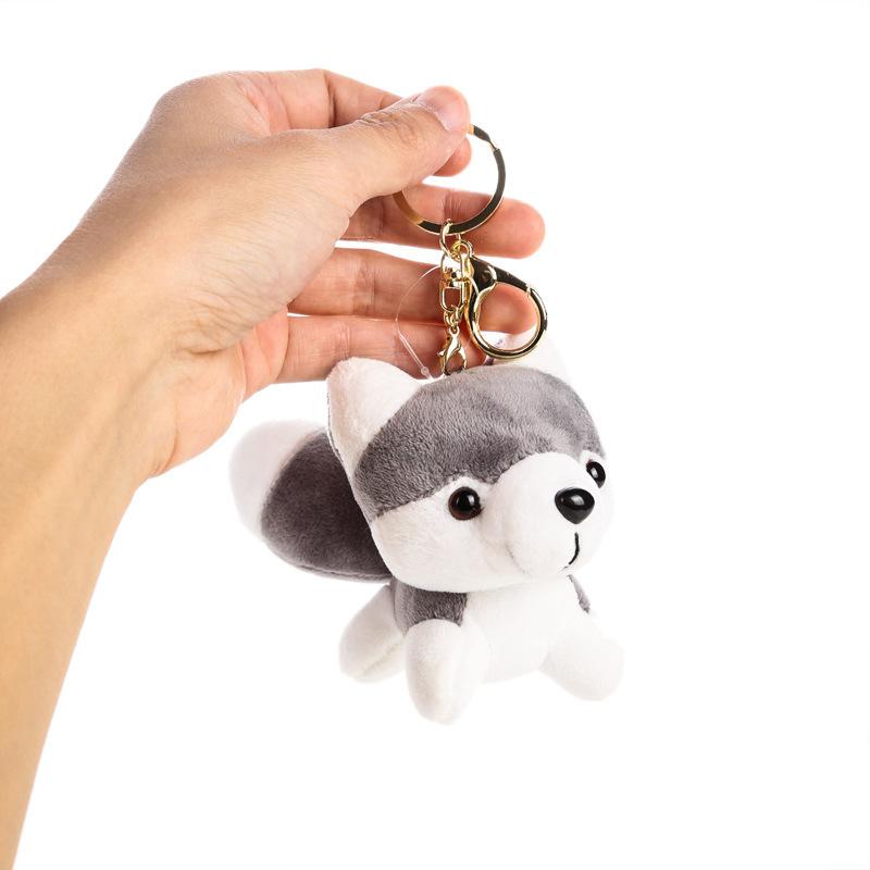 4color Plush Toy Keychain Plush Doll Kawaii Cartoon Dog Keychain Cute 10cm Siberian Husky Stuffed Doll Key Ring