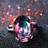 Elegant Natural Amethyst Silver Ring Oval 13MMX18MM Dark Purple Multicolor 925 Jewelry Rings For Women Fashion Anniversary Gift