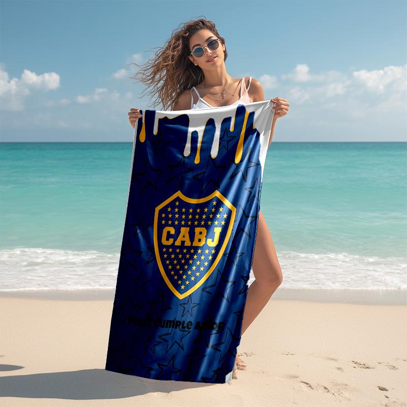 proof beach towel with Club Atlético Boca Juniors pattern - soft,absorbent,quick-drying,machine washable - perfect for swimming,camping,bathing