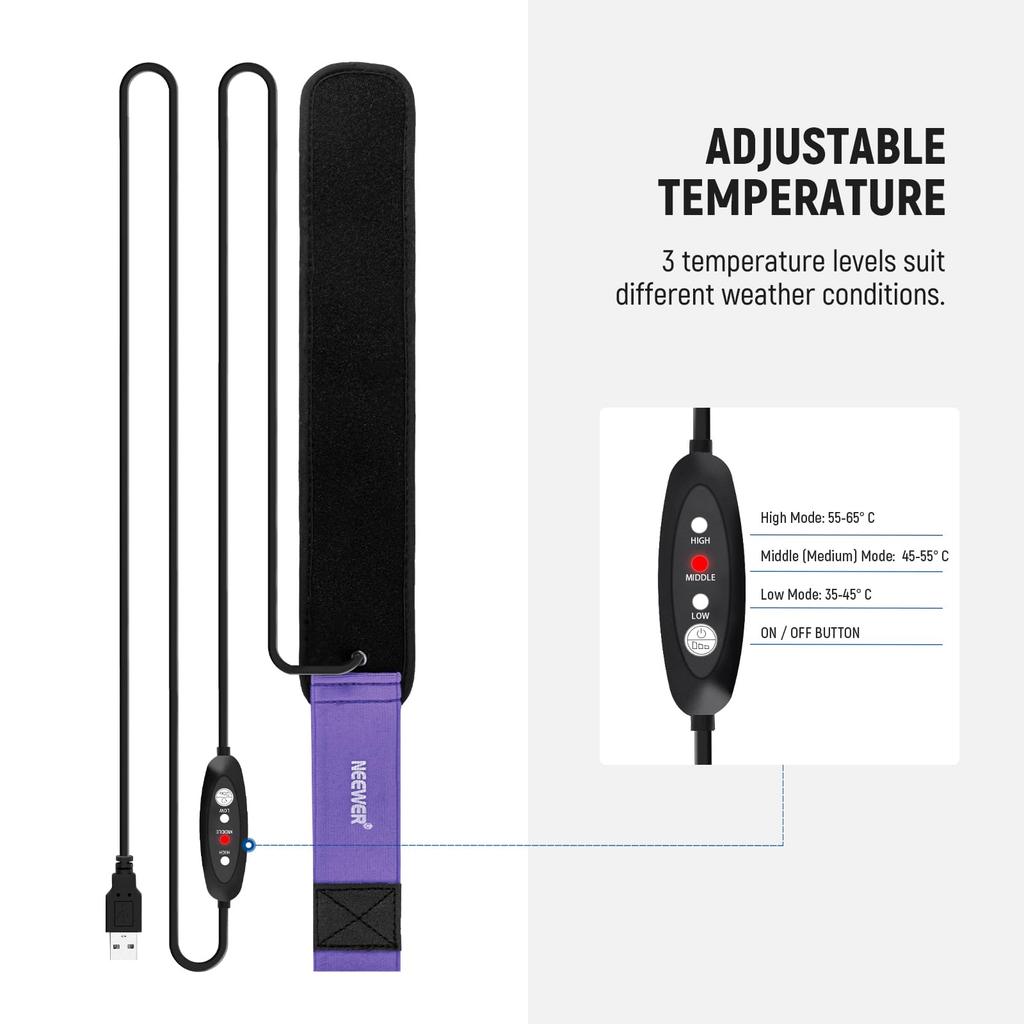 NEEWER USB Нагреватель для объектива для камер и 3-температурная нагревательная полоса для зеркальных и беззеркальных камер и астрономических телескопов 12"/300 мм, Настройки,