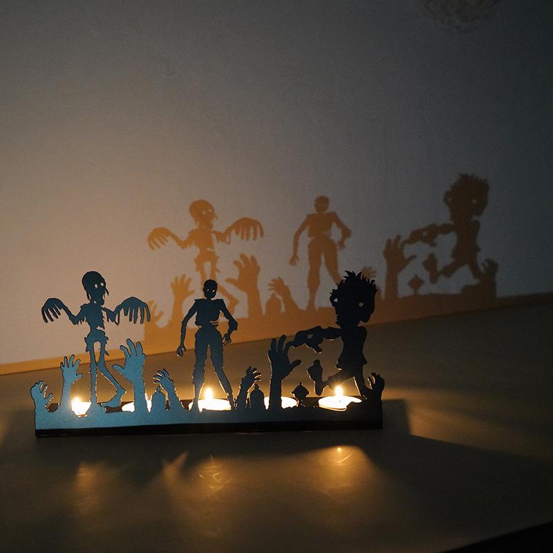 Железный художественный полый подсвечник в виде тыквы, лампа в виде тыквы, скелет, подсвечник