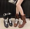 Ботильоны на плоской подошве, женские ковбойские сапоги в западном стиле, весенне-осенние ретро матовые кожаные ботинки на шнуровке