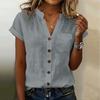 Women's Casual Top Monochrome Pleated Top Round Neck Short Sleeved Shirt