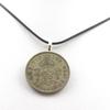 Stones and Minerals. Coin Necklace United Kingdom 2 Shillings George VI Black Cord.