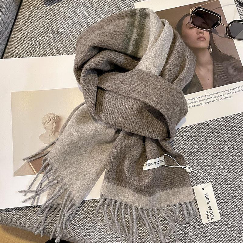 Luxury Winter 100% Wool Scarf Women 2 Colours Cashmere Handkerchief Warm Pashmina Female Shawl Pareo Soft Bufanda Scarves Stole