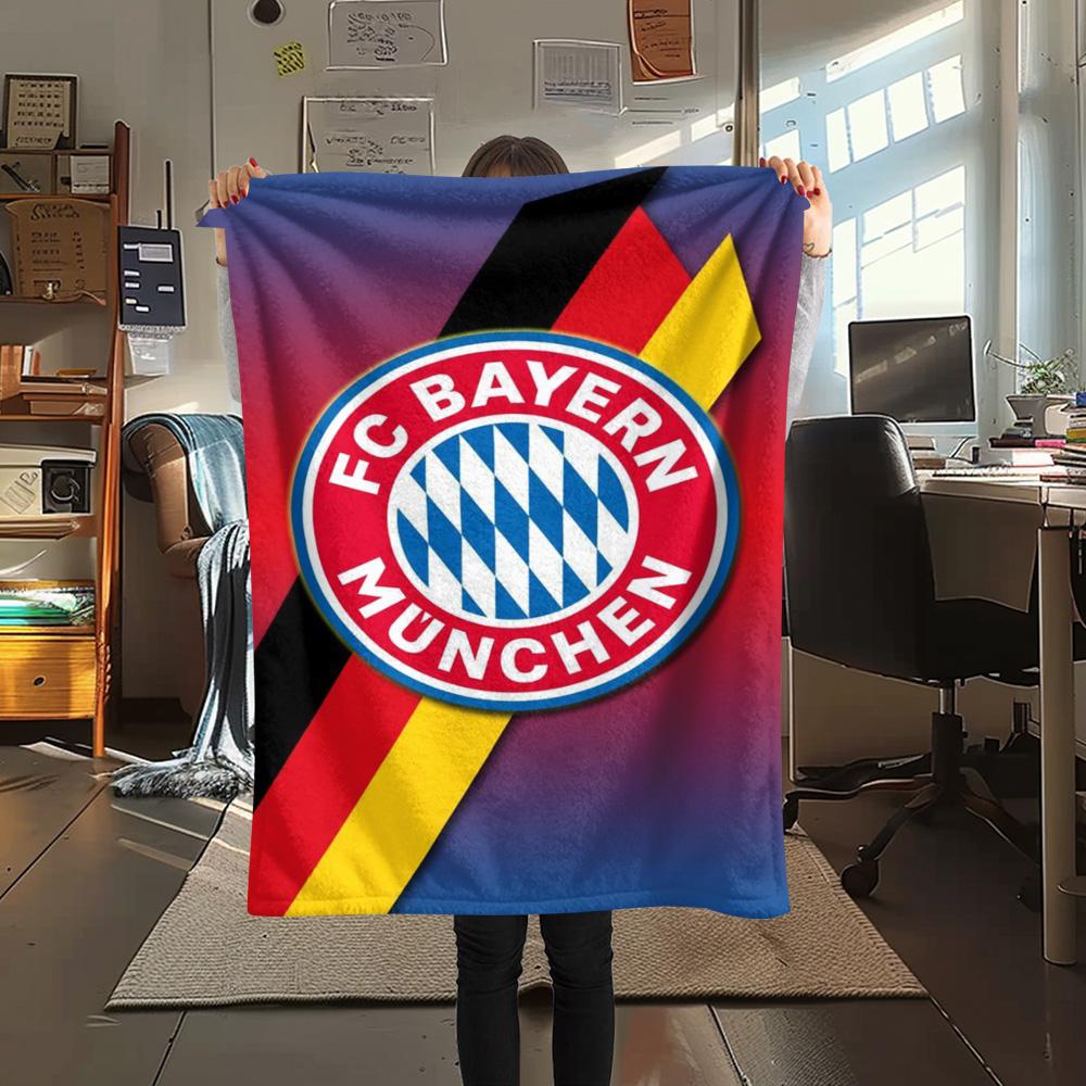1Pc FC Bayern München Print Flannel Blanket High Quality Warm Comfortable Cover for All Seasons Perfect for Gifts Home Decor