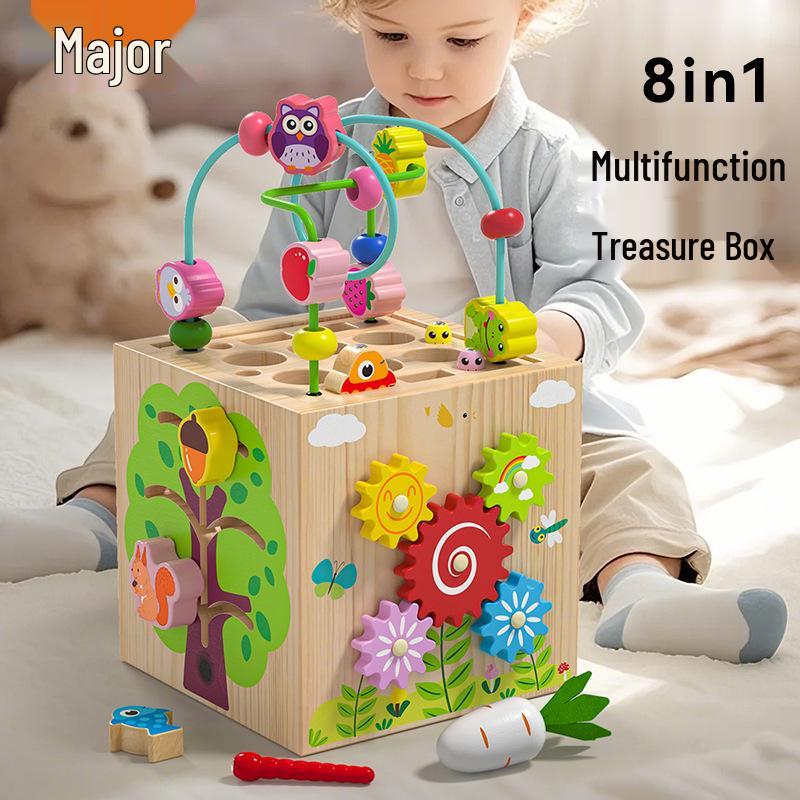 Wooden Educational Bead Maze Box: Early Development Toy for Infants & Toddlers