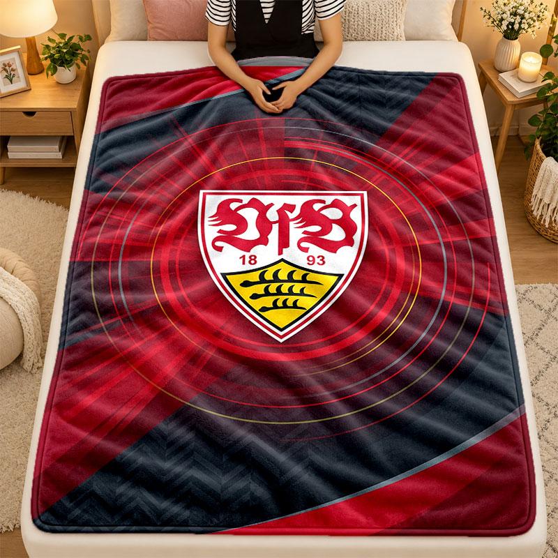 Flannel BlanketVfB Stuttgart Warm Soft Throw Blanket for Indoor Sofa Bed Living Room Use