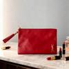 YSL Red Tassel Zipper Makeup Clutch Pouch, Storage Bag, Cosmetic Bag, Skincare Bag, Toiletry Case, Packaging Cube, Travel Essential, Dorm Must-Have