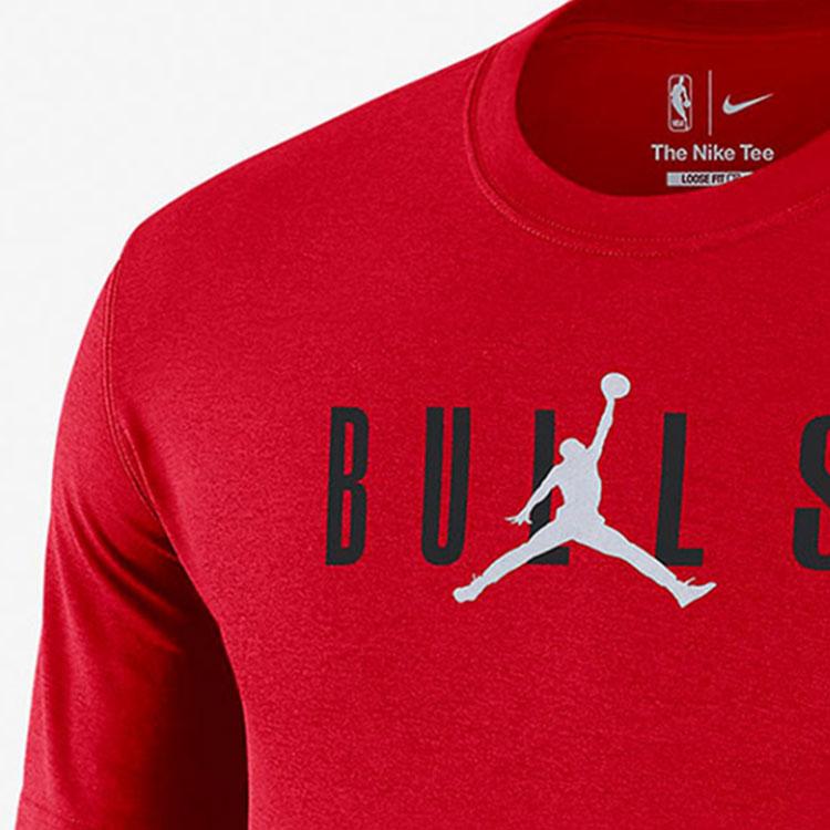 Jordan Chicago Bulls Logo Print Sports Short Sleeve T-Shirt Men Tops Red DA6507-657