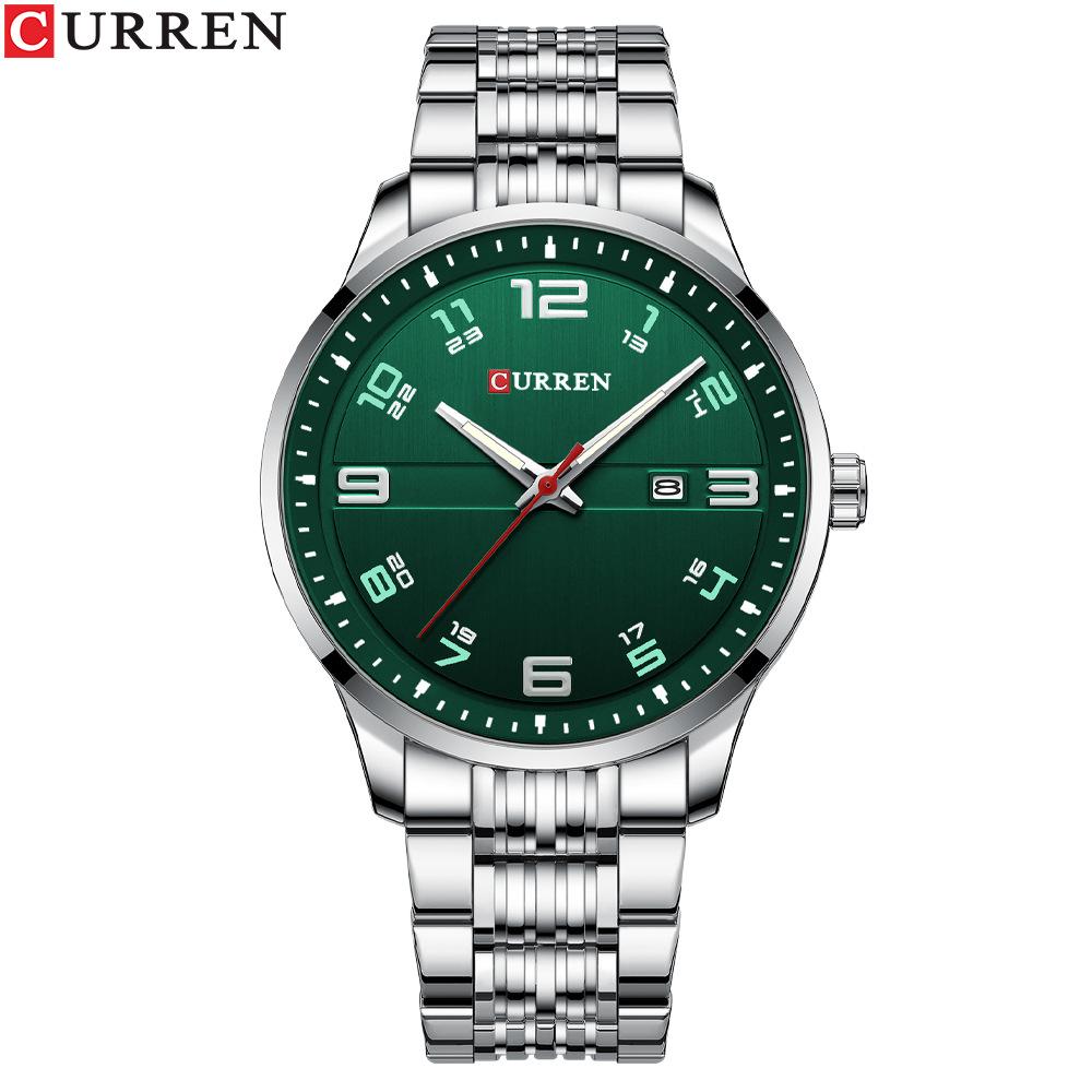 CURREN New Men's Watch Business Steel Band Quartz Watch Simple Calendar Scale Casual Watch
